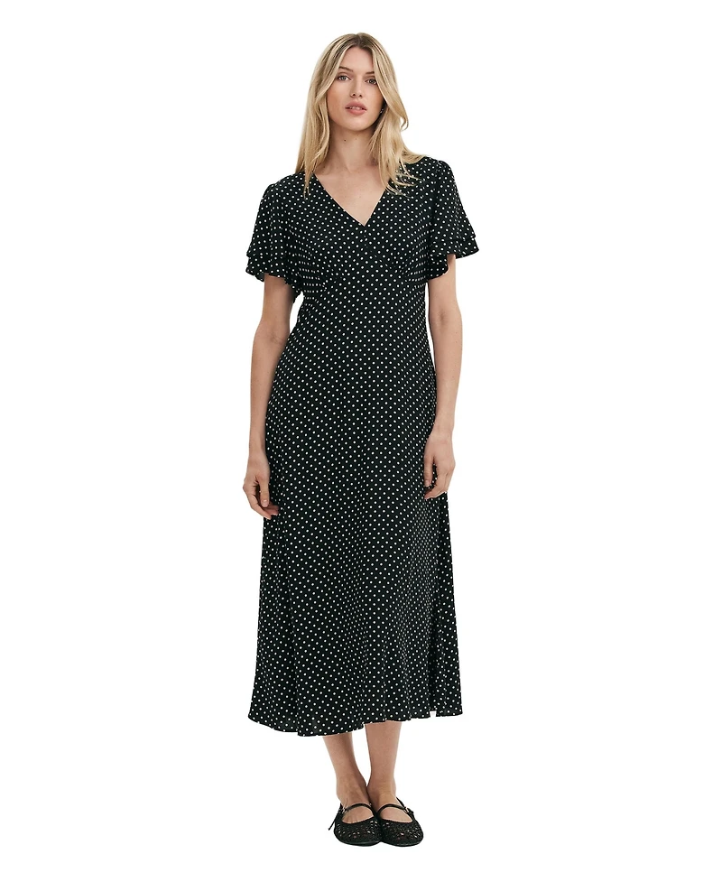 Finery London Women's Saskia Polka Dot Midi Tea Dress