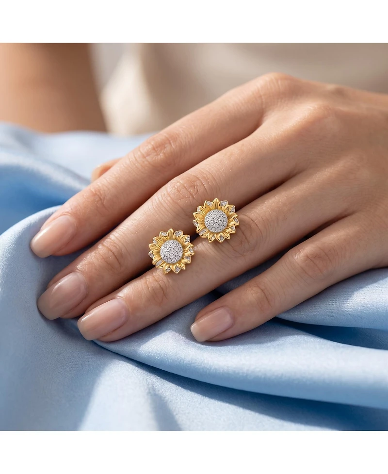 Chic 14K Gold Plated Cubic Zirconia Stud Earrings