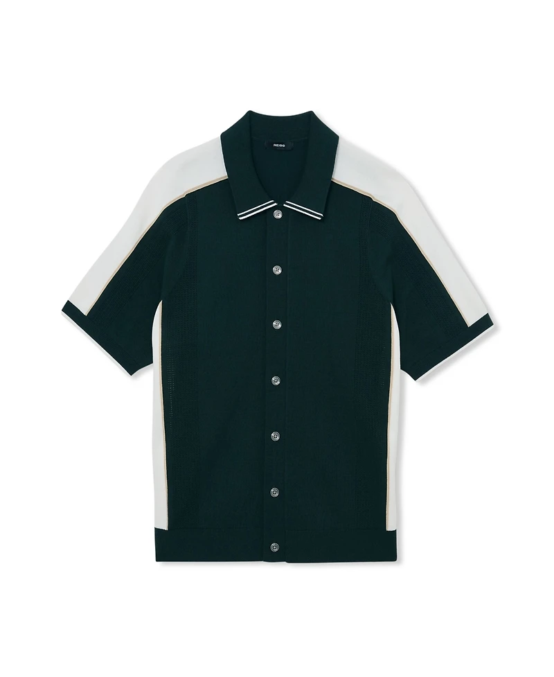 Reiss Men's Farley Slim-Fit Colour-Block Polo Collar Shirt
