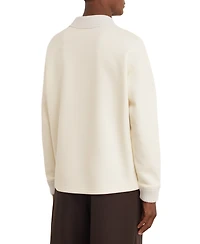 Reiss Men's Beaton Premium Interlock Cotton-Blend Dropped-Shoulder Open-Collar Sweatshirt