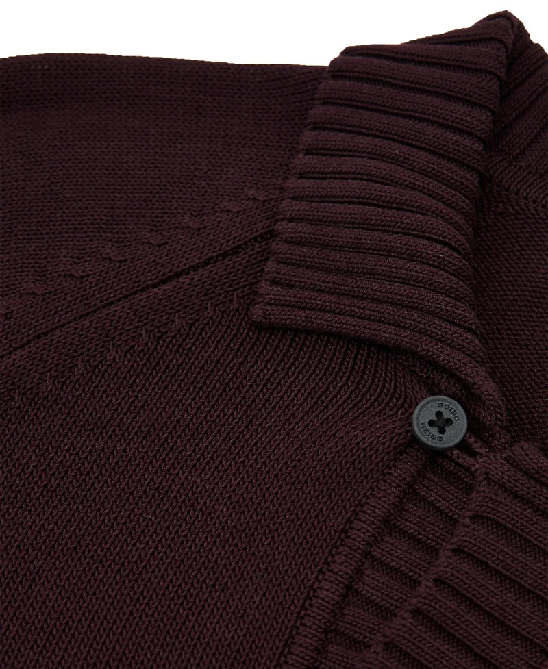 Reiss Men's Ashdown Raglan-Sleeve Open-Collar Cotton Polo Sweater