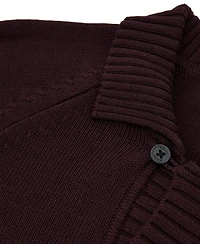 Reiss Men's Ashdown Raglan-Sleeve Open-Collar Cotton Polo Sweater