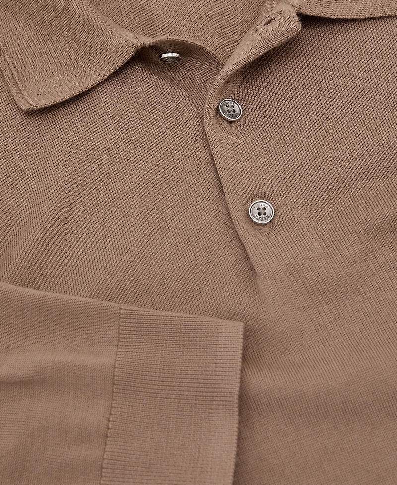 Reiss Men's Trafford Slim-Fit Long-Sleeve Merino Wool Polo Shirt