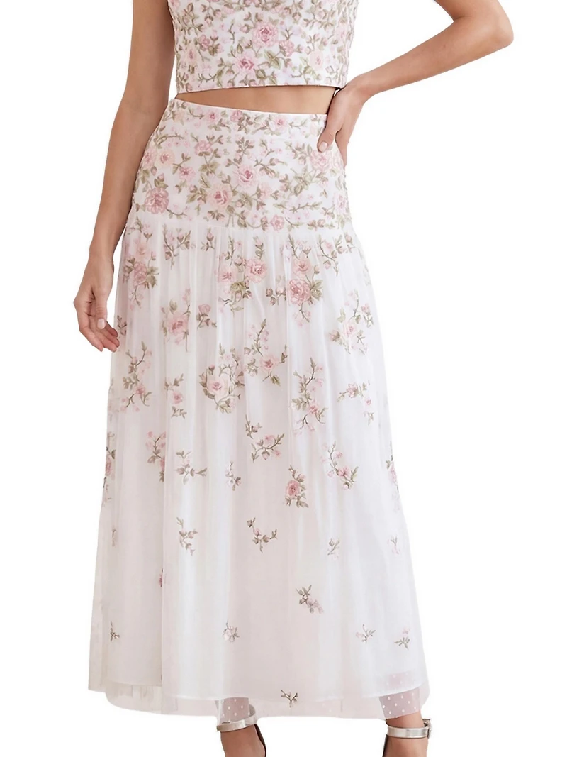 Needle & Thread Women's Eden Rose Floral-Print High-Waisted Maxi Skirt