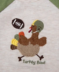 Baby Essentials Boys' Turkey Bowl Long-Sleeve Cotton-Blend Bodysuit, Pants, Hat and Socks, 4-Piece Set