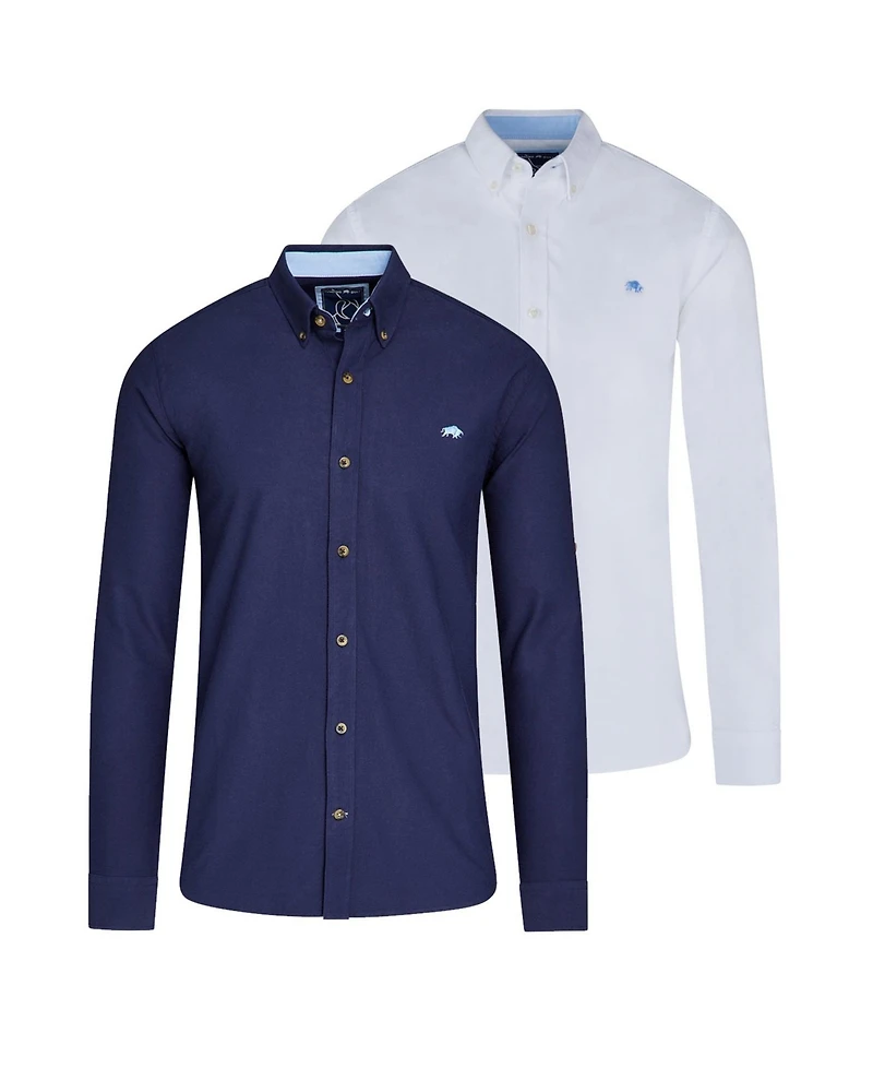 Raging Bull Men's Classic Oxford Long Sleeve Dress Shirts, 2-Pack