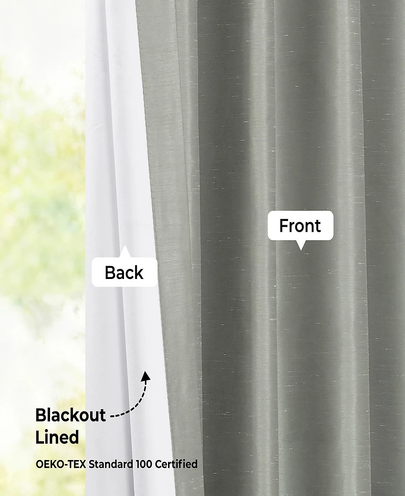 Half Price Drapes Silver Vintage Textured Faux Dupioni Silk Blackout Curtain