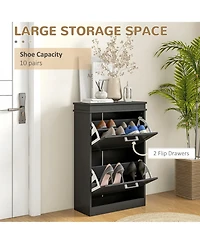 Homcom Shoe Cabinet with Flip Drawers for Pairs of Shoes
