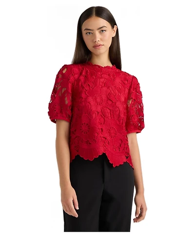 Nvlt Women's Mock Neck Lace Top