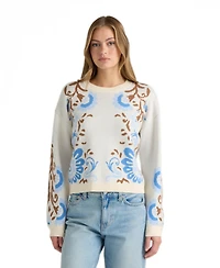 Nvlt Women's Jacquard Balloon-Sleeve Crewneck Sweater
