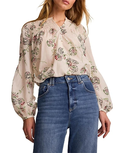 Mint Velvet Women's Floral Smocked Peasant Blouse