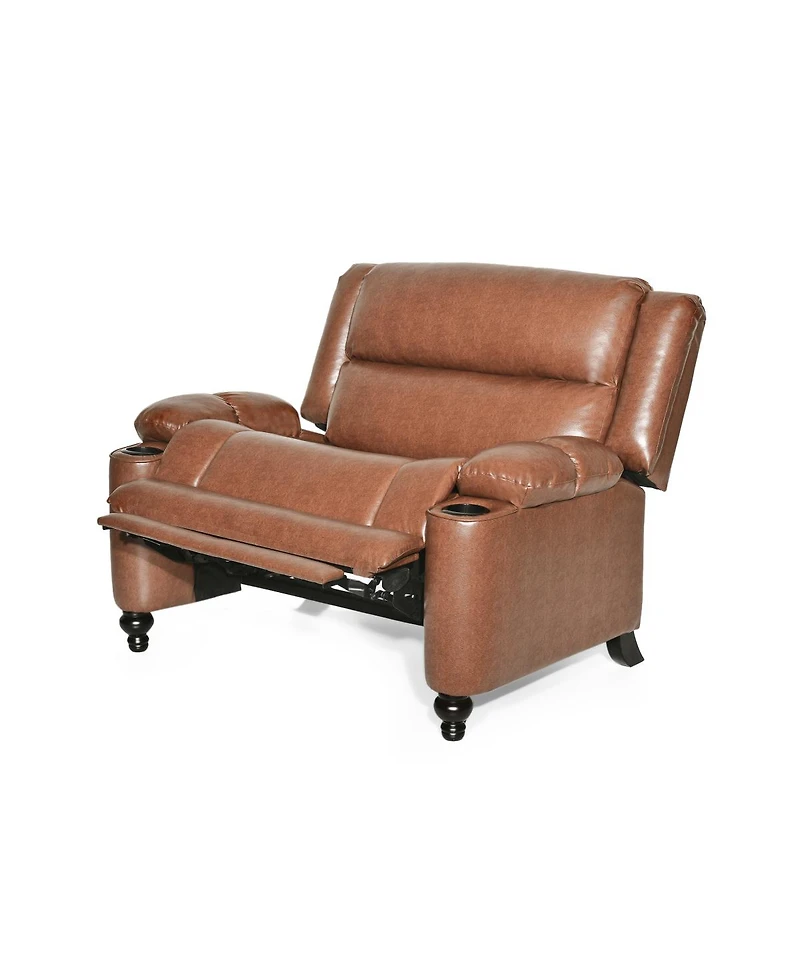 Streamdale Furniture Faux Leather Manual Recliner with Cup Holders