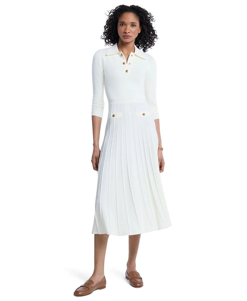 Michael Kors Women's Midi Stretch-Knit Polo Dress