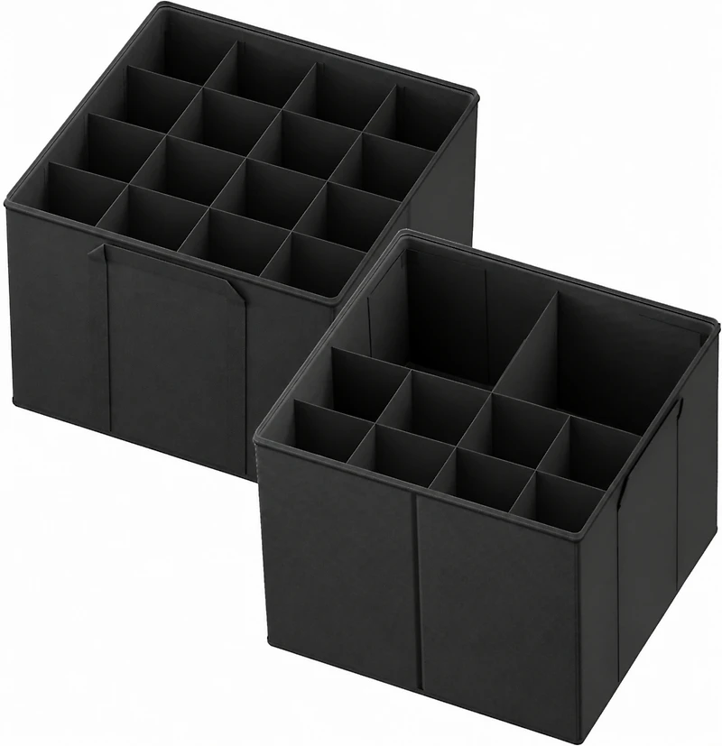SpaceAid Shoe Organizer for Closet, 2 Pack Foldable Shoe Storage Bins with Adjustable Dividers, Holds 16-32 Pairs