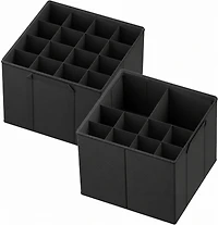 SpaceAid Shoe Organizer for Closet, 2 Pack Foldable Shoe Storage Bins with Adjustable Dividers, Holds 16-32 Pairs