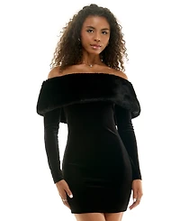 Katia Rae Women's Off-the-Shoulder Long Sleeve Velvet Dress