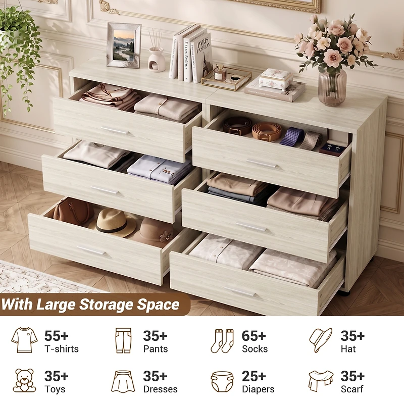 Aheaplus Set of 2 Wooden Dresser with 3-Drawers, Nightstand, Tv Stand