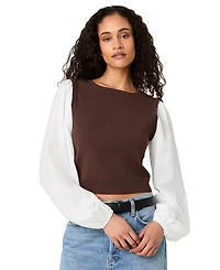 French Connection Women's Shirting Combo Long-Sleeve Top