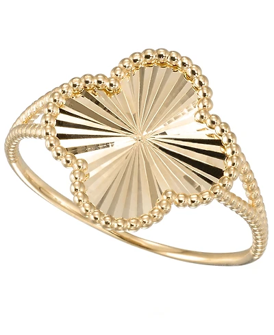 Italian Gold Four Leaf Clover Ring in 10k Yellow Gold
