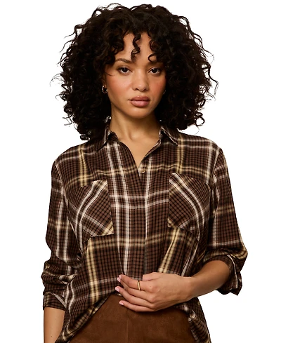 Sanctuary Women's Long-Sleeve Plaid Button-Up Shirt
