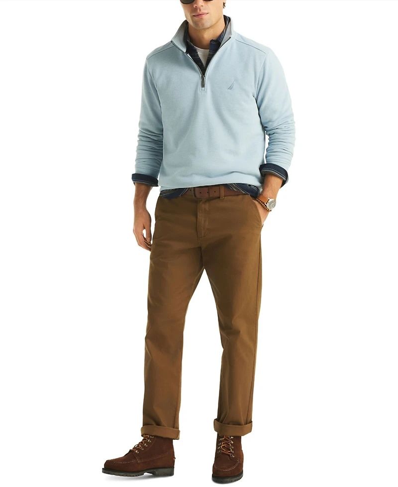 Nautica Men's Pique Fleece Mock Neck Quarter Zip Sweatshirt