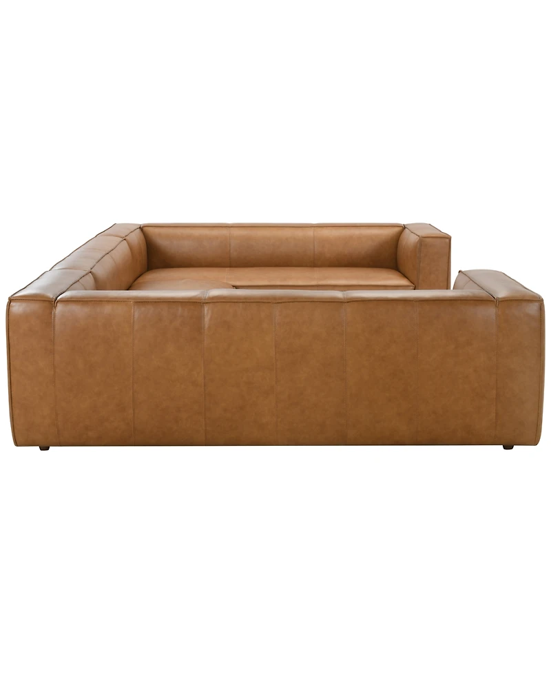 Moxley 3-Piece Genuine Leather Deep Seating Sectional Sofa, Macy's Exclusive