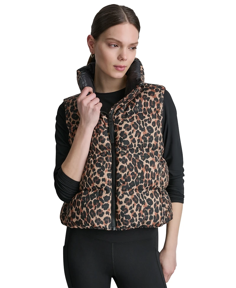 Dkny Sport Women's Puffer Animal-Print Vest