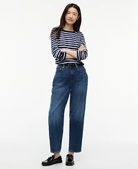 Tommy Hilfiger Women's Quinn Mid-Rise Barrel-Leg Dark-Rinse Jeans