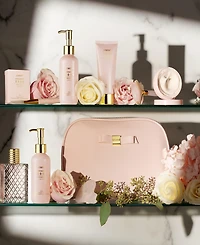 Lovery Luxury Enchanted Rose Bath and Body Care Beauty Kit with Cosmetic Bag, Jade Roller and More, 11pc Home Spa Gift Set