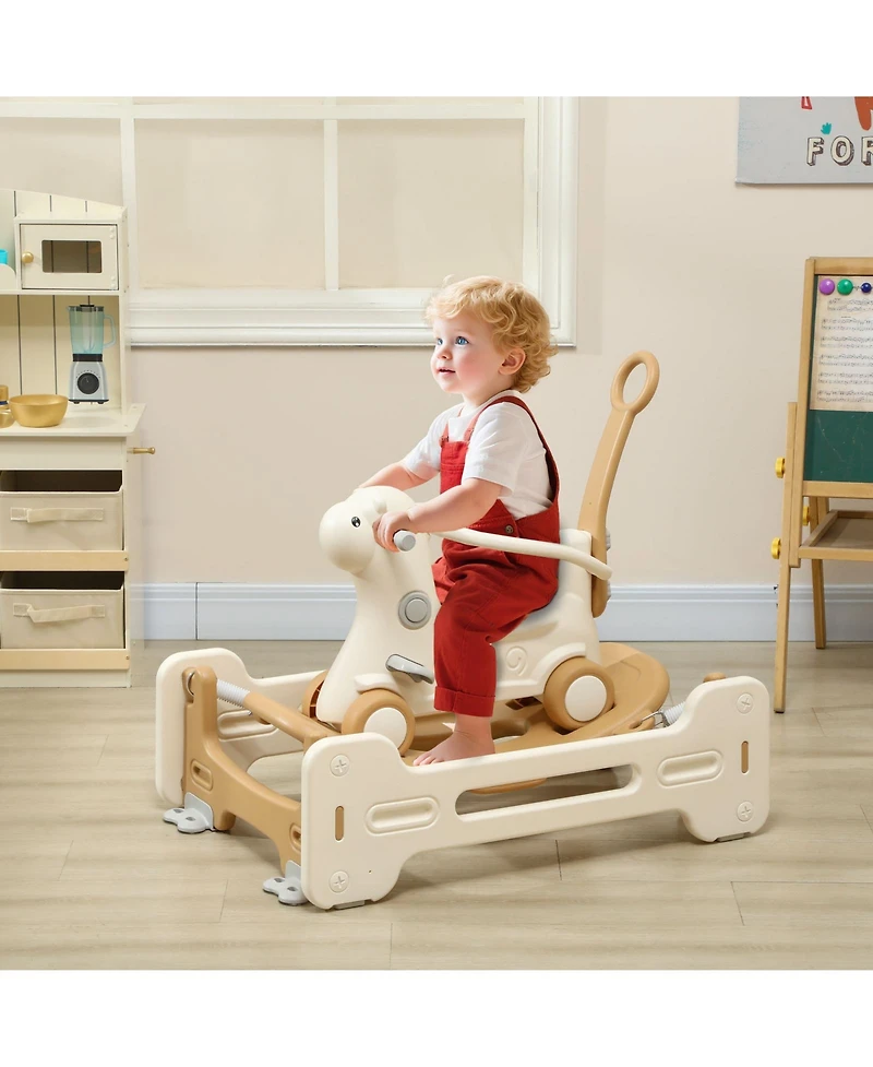 Glintex 5-in-1 Rocking Horse with Guardrails and Push Handle, Ages 1-3