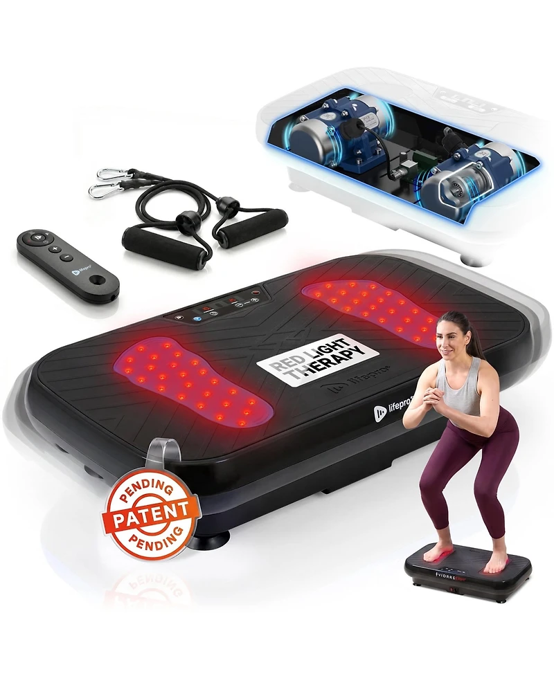 Lifepro Vibration Plate Exercise Machine with Light Therapy Low Impact Platform and Resistance Bands