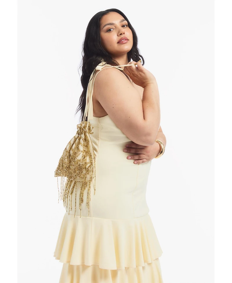 June & Vie Women's Tie-Strap Ruffle Maxi Dress