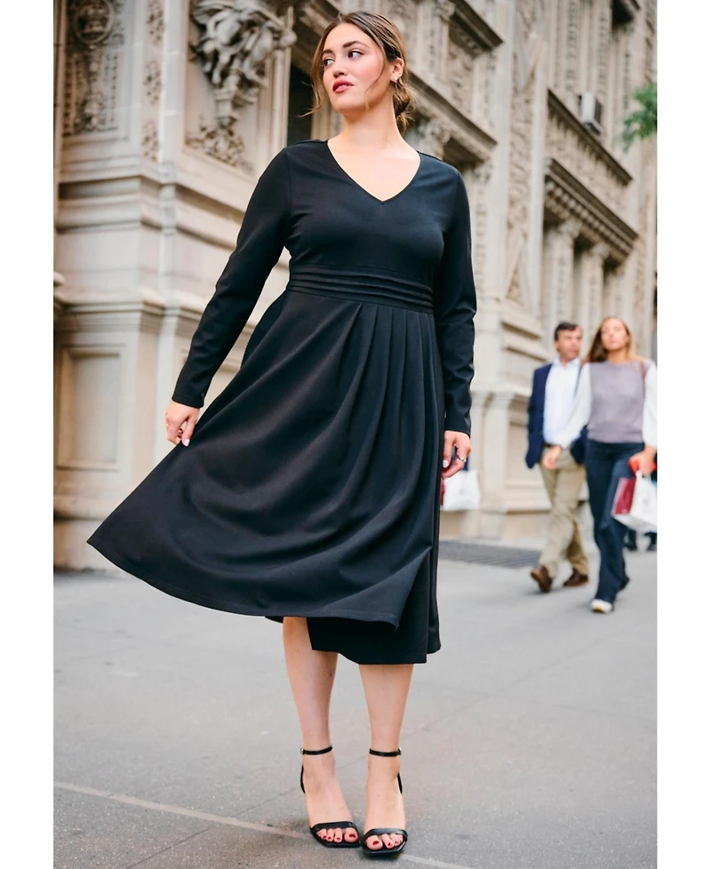 Avenue Women's Ponte Fit And Flare Midi Dress