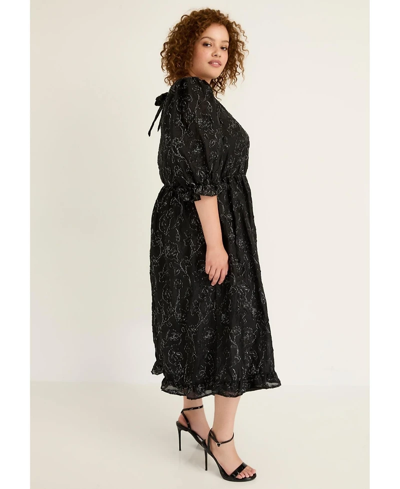June + Vie Women's Metallic Jacquard Dress