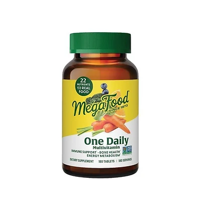 MegaFood One Daily Multivitamin for Women and Men, Immune Support, 180 Ct