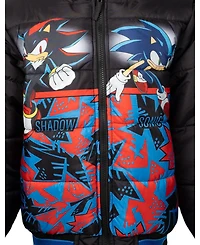 Sonic the Hedgehog Boys' Zip-Up Hooded Puffer Jacket