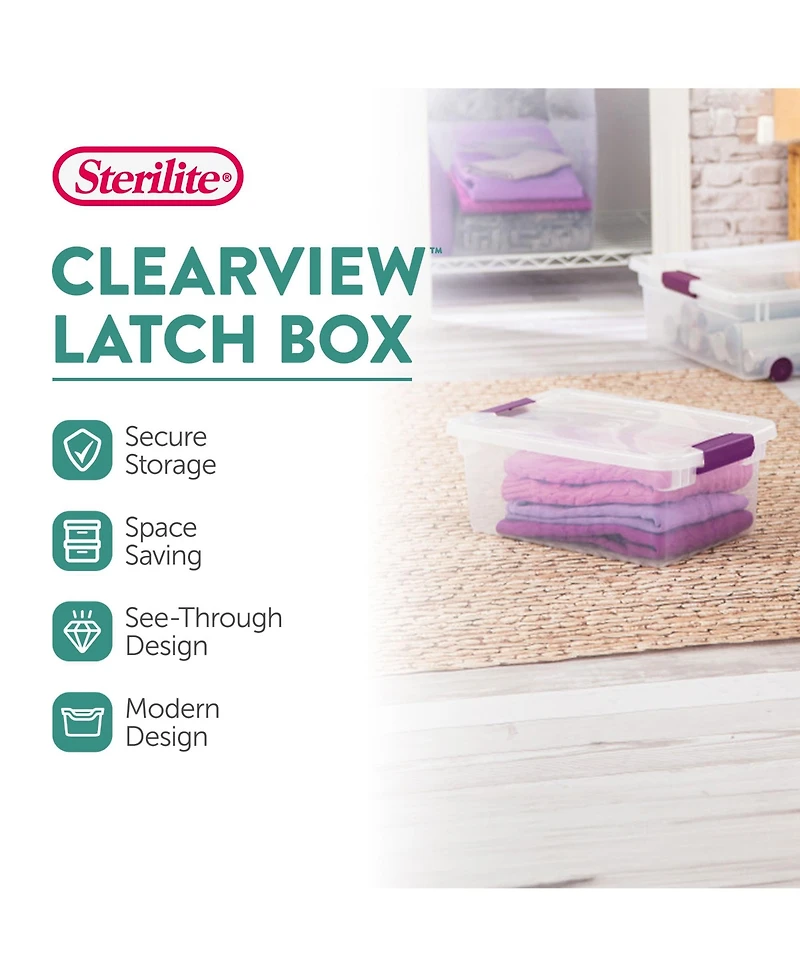 Sterilite 15 Qt. Plastic Stackable Storage Container with Lid (24 Pack)