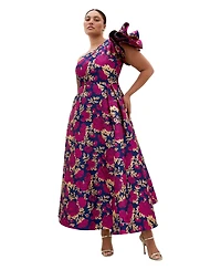 City Chic Plus Grand Gala One-Shoulder Jacquard Maxi Dress