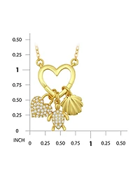Macy's 14k Gold-Plated Over Brass Heart Shaped Charm Holder with Heart, Turtle and Clamshell Charm Necklaces