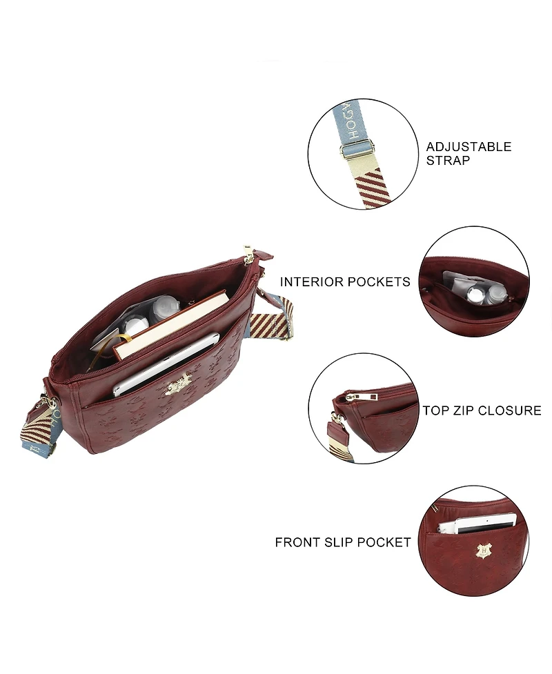 Harry Potter Women's Hogwarts Crest Maroon Crossbody Bag