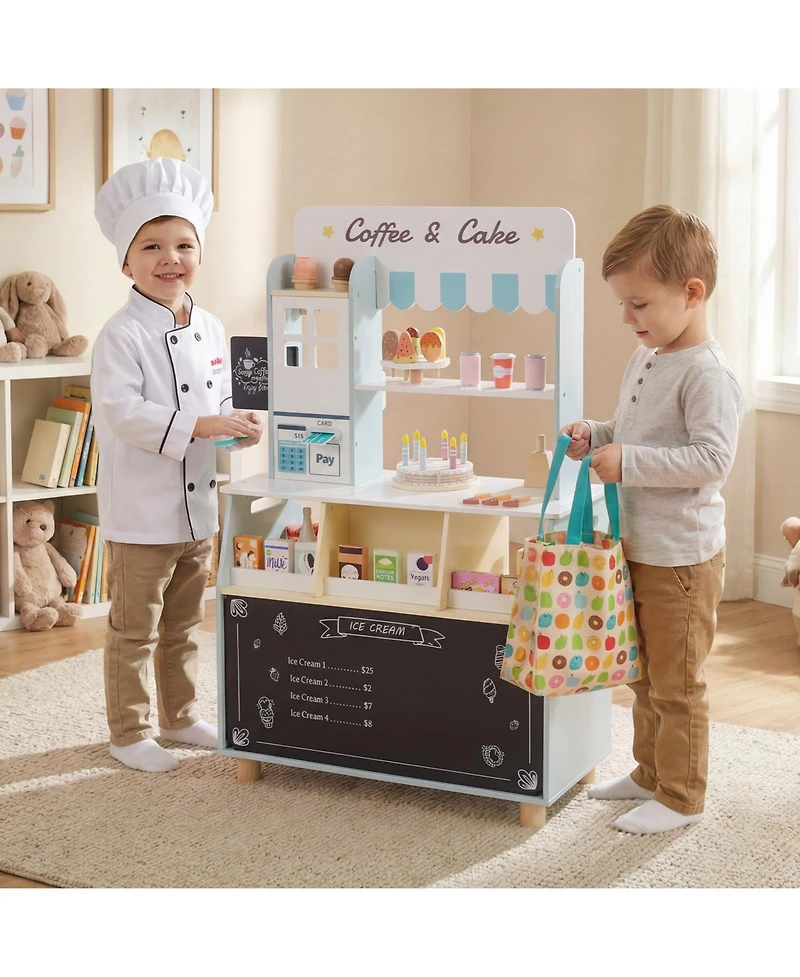 Gymax Ice Cream Shop Wooden 27-Piece Playset, Ages 3+