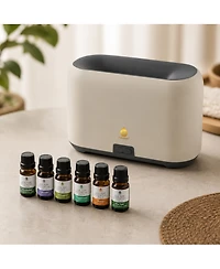 Pursonic FlameGlow Aromatherapy Diffuser & 6-Pack Essential Oils Wellness Bundle - Pure Relaxation with Light, Scent & Serenity