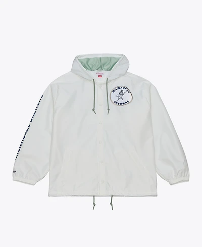 Mitchell & Ness Men's Milwaukee Brewers Yacht Rock Hooded Full-Snap Windbreaker Jacket