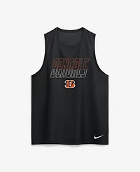 Nike Men's Cincinnati Bengals Kickoff Miler Sleeveless Crew Neck Droptail Hem Tank Top