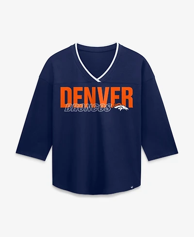 Fanatics Women's Denver Broncos Team First Deceptive Juke 3/4-Sleeve V-Neck T-Shirt