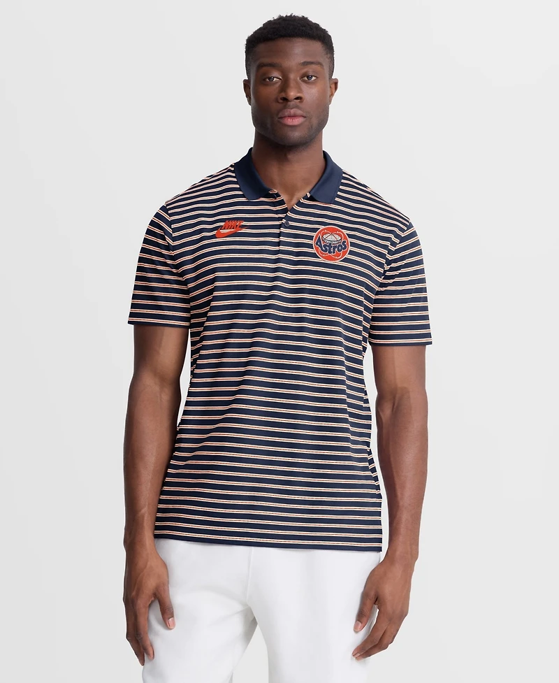 Nike Men's Houston Astros Cooperstown Victory Striped Pique Polo Shirt