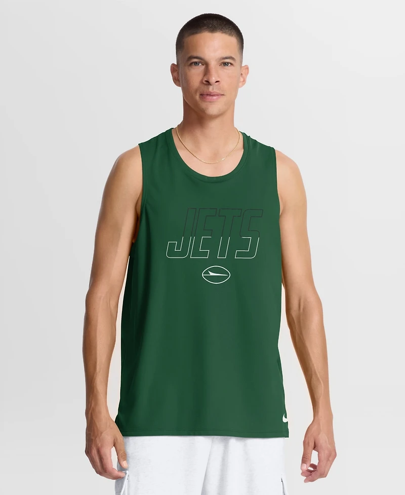 Nike Men's New York Jets Kickoff Miler Crewneck Regular-Fit Tank Top