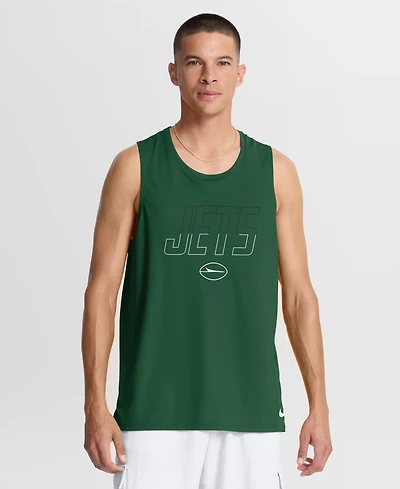 Nike Men's New York Jets Kickoff Miler Crewneck Regular-Fit Tank Top