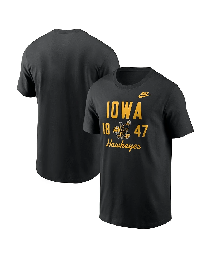 Nike Men's Iowa Hawkeyes Legacy Stacked Established Crewneck Short-Sleeve T-Shirt