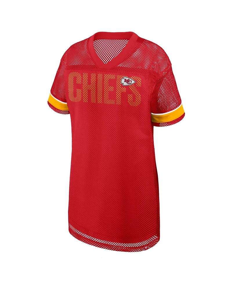 Fanatics Women's Kansas City Chiefs Team First Deep Route Short-Sleeve Mesh Dress